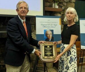 David Pfalzgraf, former chair of the Lawyer Assistance Committee, presented the Raymond P. O’Keefe award to Mary Clare Keenan
