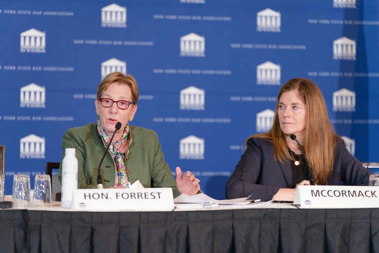 Katherine Forrest (L) and Bridget McCormack at Presidential Summit, 2024 Annual Meeting, January 17.