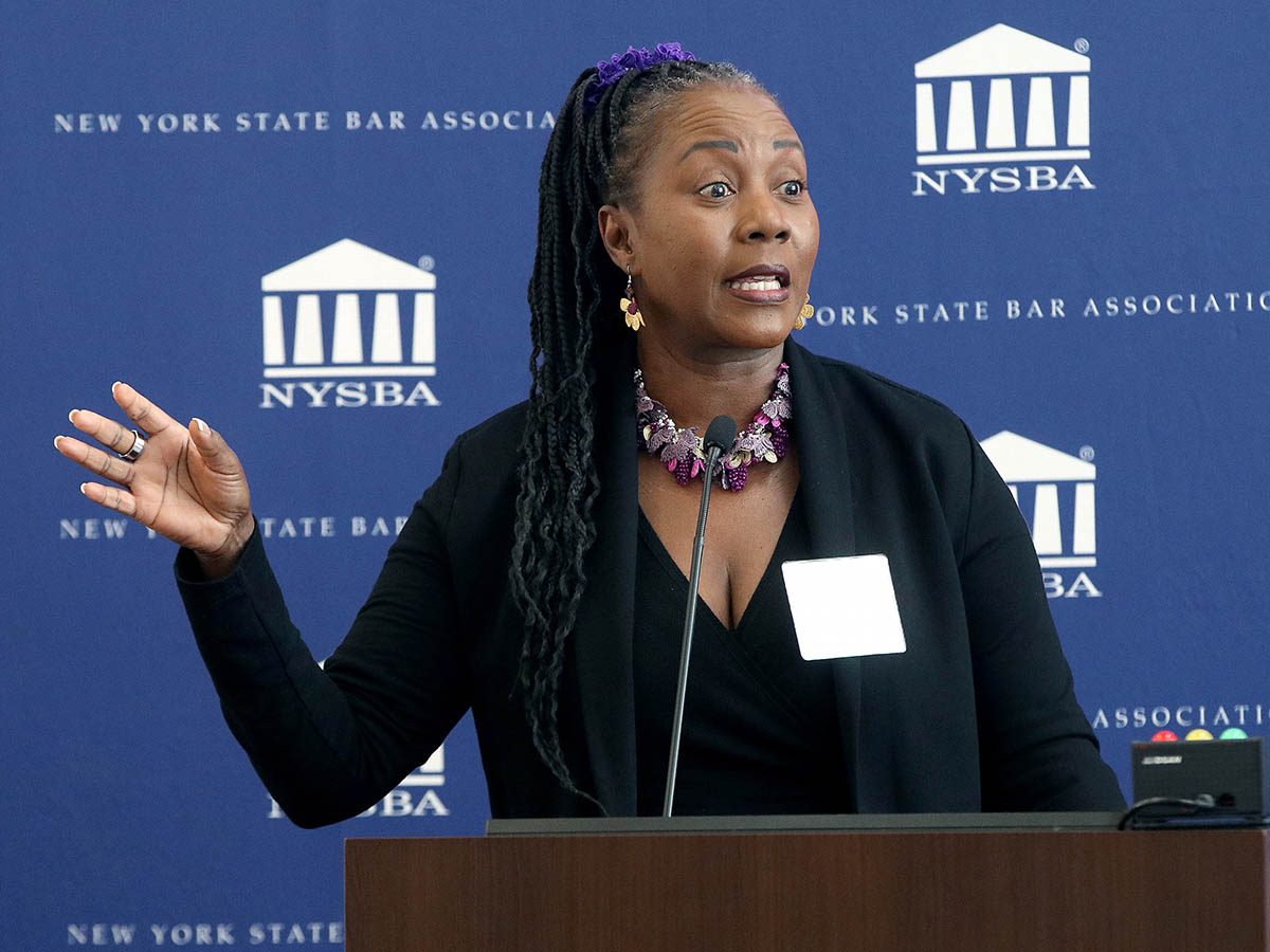 Artificial Task Force Chair Vivian Wesson speaks at the New York State Bar Association House of Delegates on April 6, 2024 in Albany, N.Y.