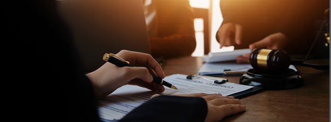 Graphic of two sets of hands reviewing a contract.