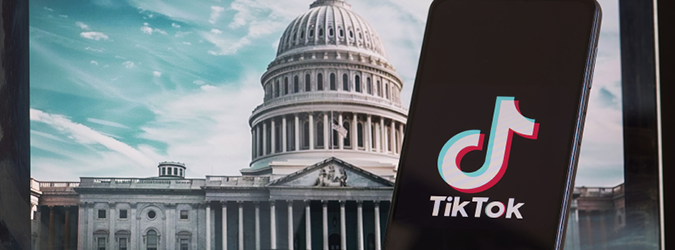 Picture of Tik-Tok Graphic next to U.S. Capitol