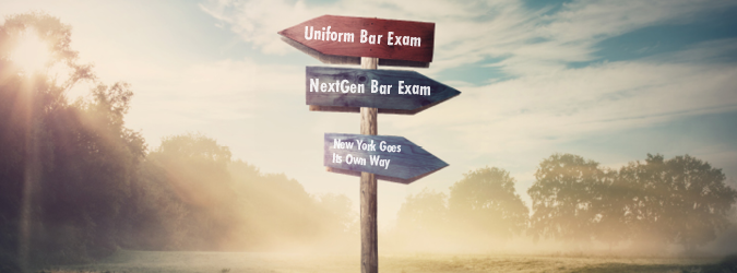 Bar Exam Signs point at fork in the road