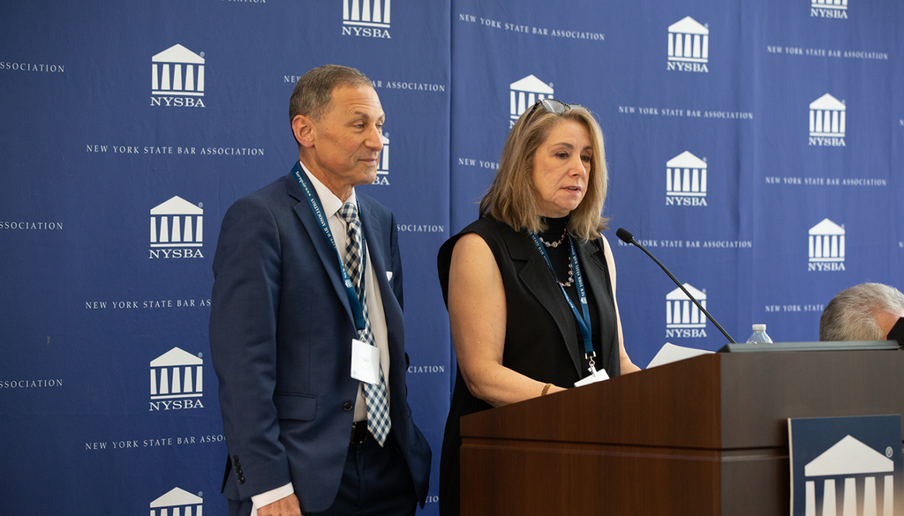 Civics Convocation Task Force Co-Chairs Jay Worona and Gail Ehrlich present to the House of Delegates.