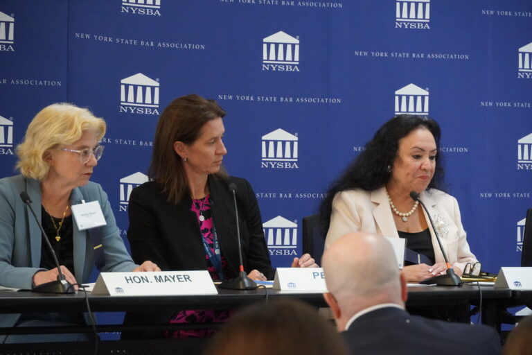 (L-R) Sen. Shelley Mayer, NYS United Teachers union President Melinda Person and NYS Education Commissioner Betty Rosa.