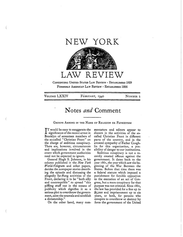 New York Law Review-Early Days of the New York State Bar Association (1940)