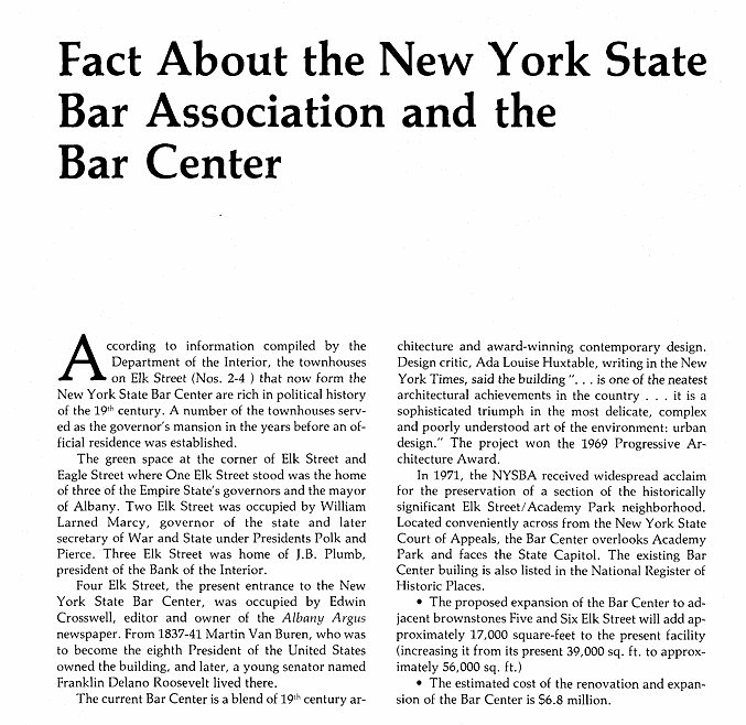 Facts About the New York State Bar Association and The Bar Center (1989)