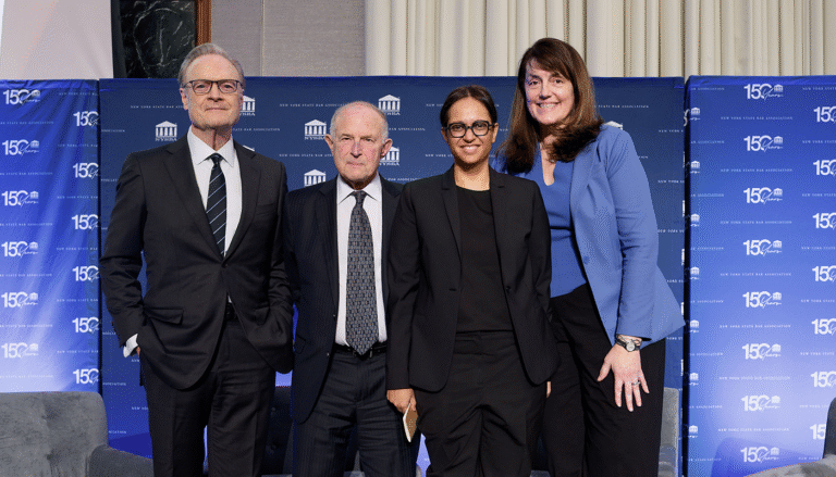 From left to right: Lawrence O’Donnell, Jack Rakove, Sonia Mittal, President Kathleen Sweet