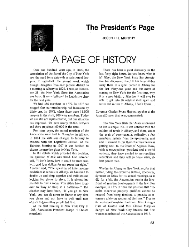 A Page of History: President Joseph H. Murphy (1976)