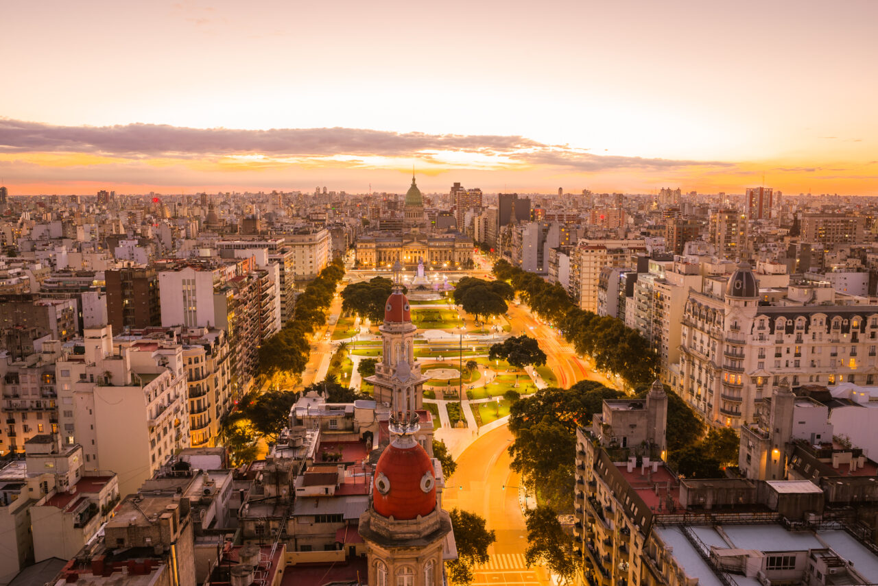A,Sunset,View,Of,Buenos,Aires,City,From,Palacio,Barolo,
