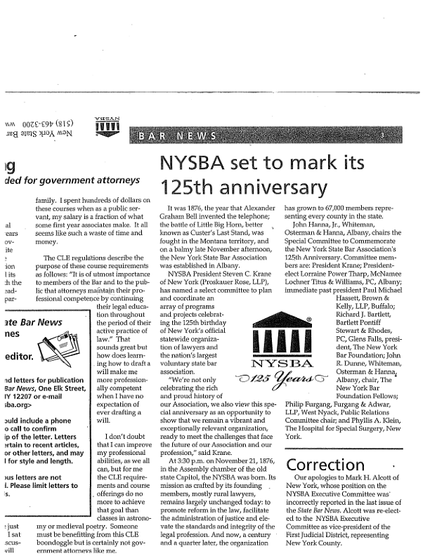 State Bar News: 125th Anniversary (2001)
