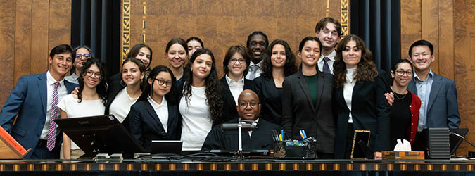 Hunter College High School Mock Trial Team Picture at the James T. Foley United States Courthouse in Albany.