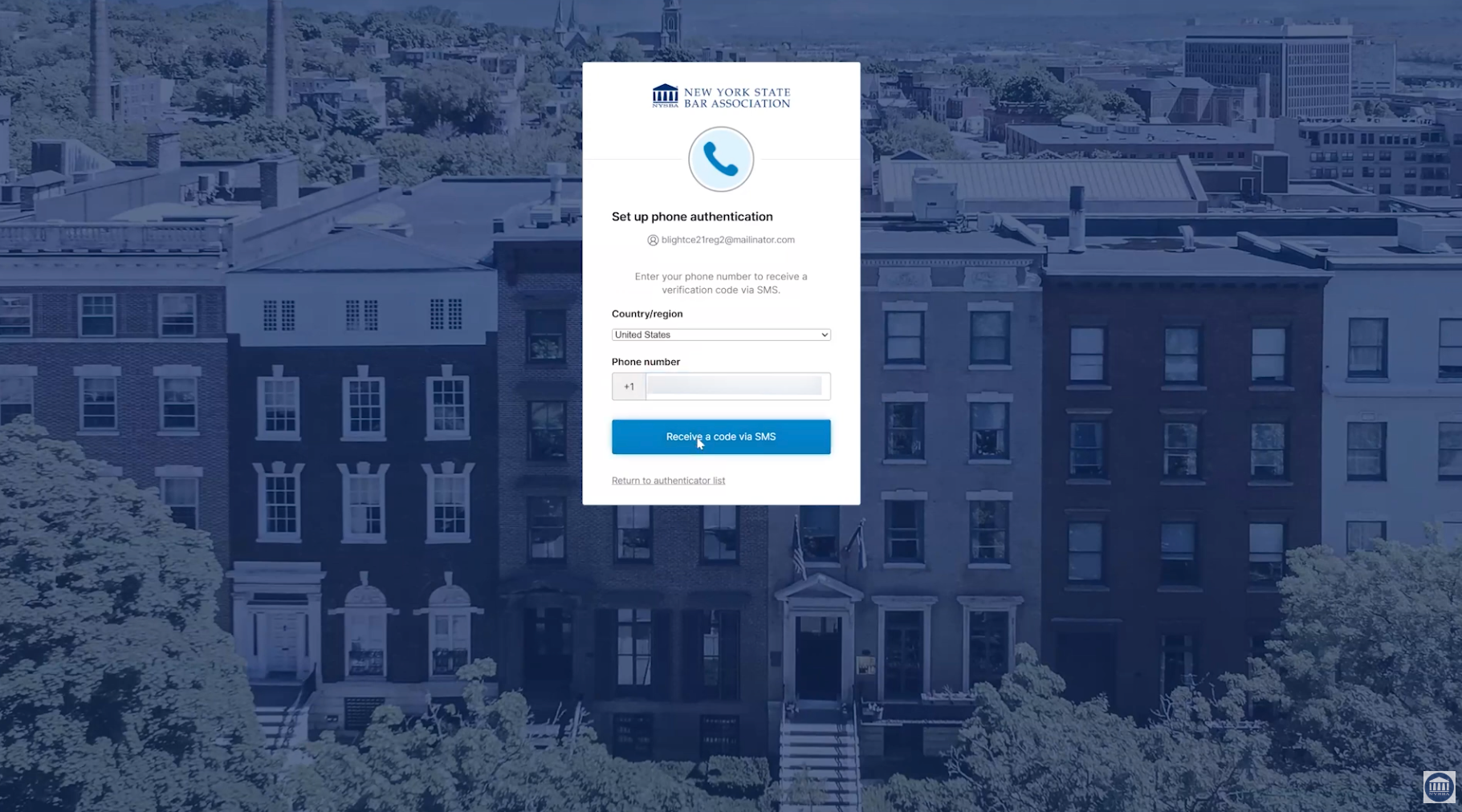 My NYSBA: SMS Password Reset