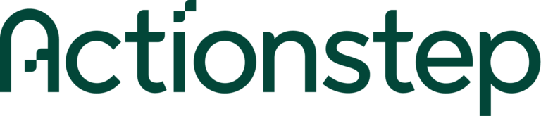 The Actionstep logo features the word Actionstep in a modern, dark green font with distinctive, unique letter shapes on a white background.
