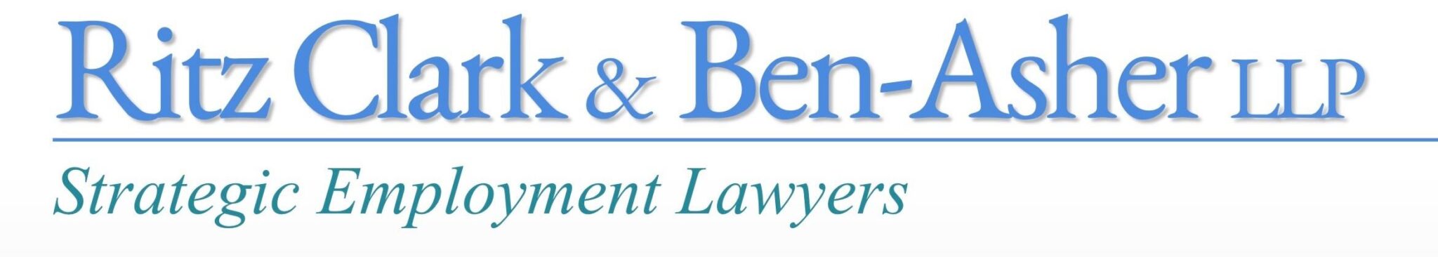 Ritz Clark & Ben-Asher LLP logo with the tagline Strategic Employment Lawyers in blue and green text on a white background.
