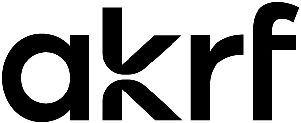 The image shows the lowercase letters akrf in a bold, modern sans-serif font, displayed in black on a white background.