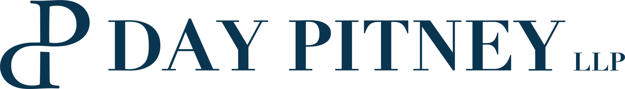 Day Pitney LLP logo with a stylized dark blue DP monogram on the left, followed by the firm name DAY PITNEY LLP in capital letters.