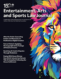 Entertainment, Arts and Sports Law Journal, Vol 37 No 3